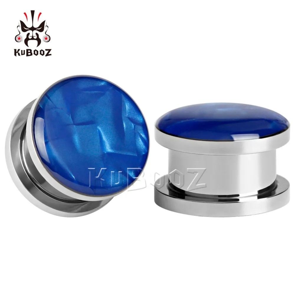 KUBOOZ серьги для пирсинга в виде тоннелей, кольцо в виде ракушки из нержавеющей стали, ювелирные изделия для тела, модные винтовые серьги, 2 шт., 2 г, 0 г, 00 г
