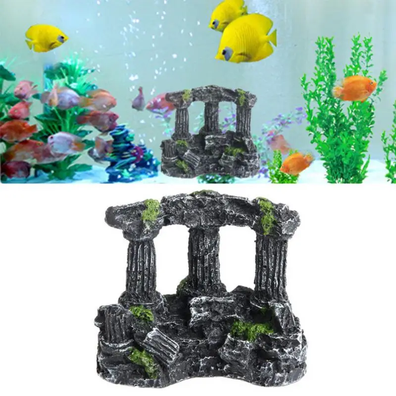 Полимер, Римский квадратный камень, столбы, украшение для аквариума, аквариумный аквариум, Декор, биколонны, три колонны
