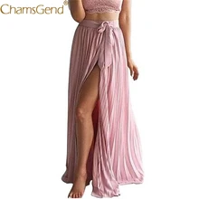 Женская мода длинная розовая юбка с пикантным разрезом анти-УФ Летняя Пляжная Вечеринка Юбки Женский костюм одежда 907