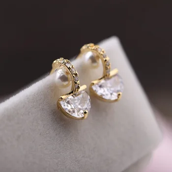 

925 Sterling Silver Pin inlaid zircon small earrings