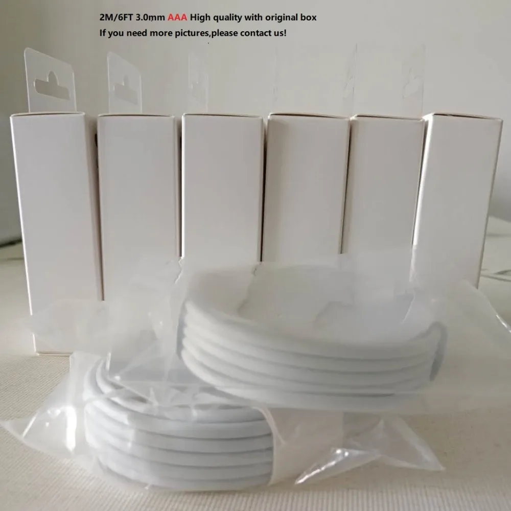 

10pcs/lot 2M/6FT OD 3.0mm AAA Quality USB Data Sync Charger Cable For ipad Air For iPhone XS XR X MAX 8 7 6s 6 plus For ios 12