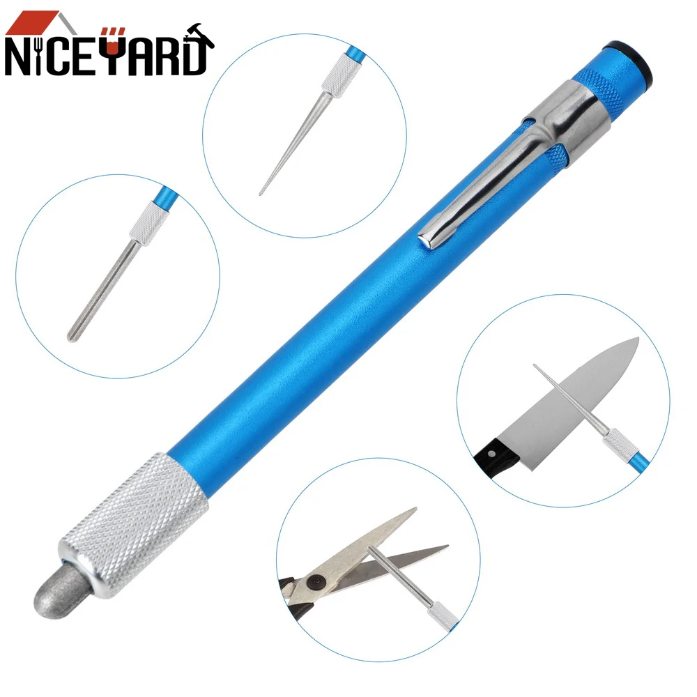 

NICEYARD 1 piece Diamond Plated Carbon Steel Multi Purpose Pen Shape Knife Sharpener For Fishhook Knife Grindstone Outdoor Tool