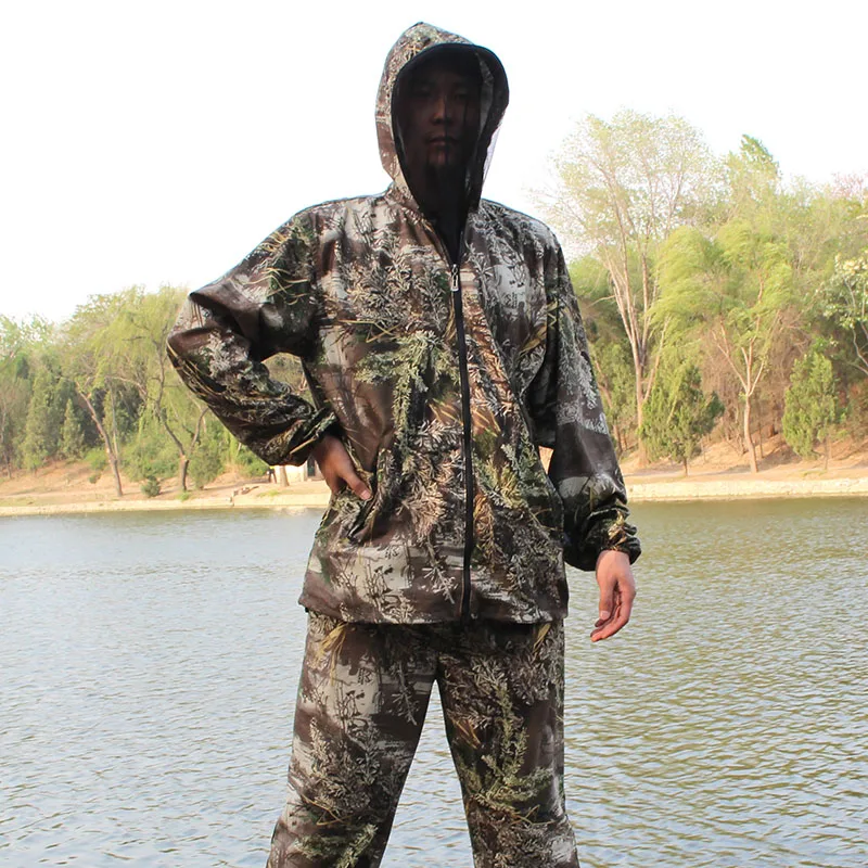 

Outdoor Bionic Camouflage Hunting Ghillie Suit Jungle Clothes Birding Anti Mosquito Breathable Fishing Clothing Hoodie Jacket