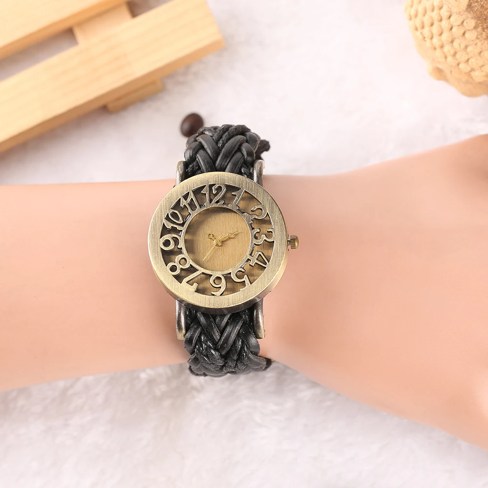 National Retro Knitted Band Desgin Female Wrist Watch Gift Vine Hollow Dial Quartz Women Watches relogio feminino (15)