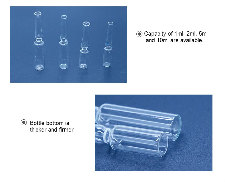 Прозрачный стеклянный ампул 1 мл легкое разбивание Белого Кольца депонированные микроорганизма штаммы медицина розлива бутылка 100 шт/pk
