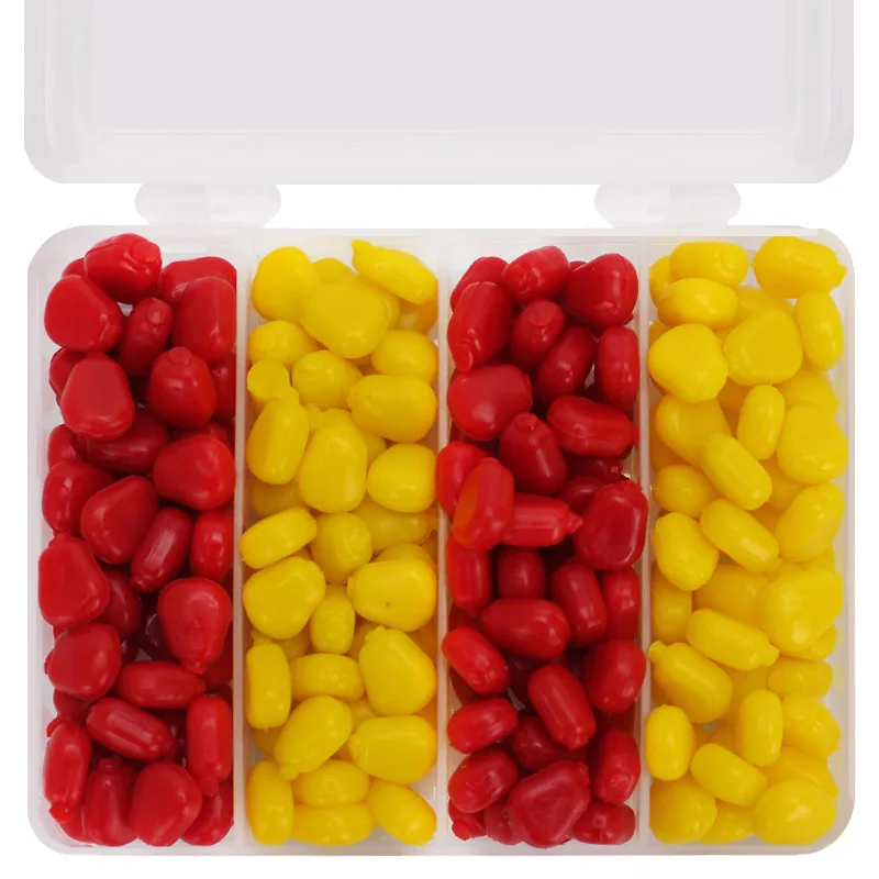 

WATERBOY 200pcs/lots 1cm 0.3g red yellow soft fake corn fishing lure set simulation smelly fish tackle bait kits