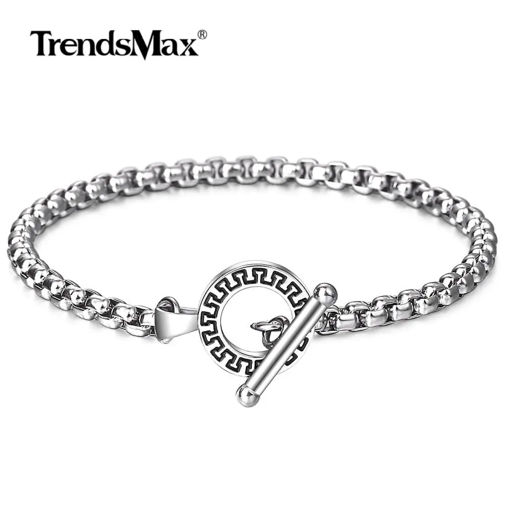 

Silver Stainless Steel Link Chain Bracelet for Mens Boys Wristband Surfer Buckle Bangle Jewelry Gifts Lobster Clasp TBS00302