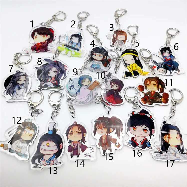

1pcs 6cm Chinese Fairy mo dao zhu shi Grandmaster of Demonic Wu Ying Lan Zhan Full Number Key Holder Portachiavi Keyring Pendant
