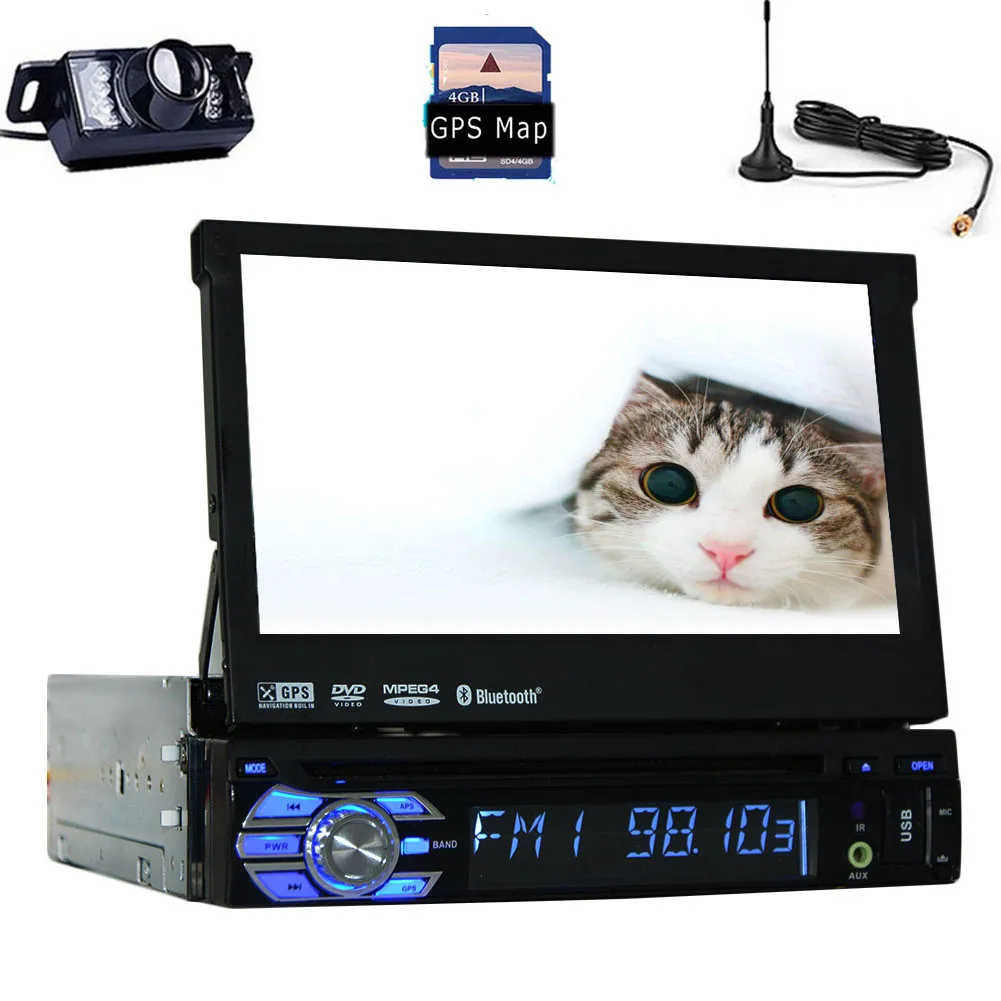 1din car dvd player AMP Radio GPS Car DVD Camera Music EQ In Deck