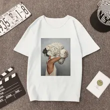 Большие размеры, женская летняя модная повседневная футболка с принтом, Женские топы с цветочным принтом и перьями, свободные топы с коротким рукавом и круглым вырезом, футболки, Camisetas Mujer