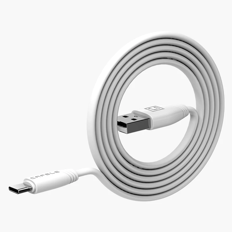 CAFELE плоский USB кабель type C зарядный телефонный кабель для samsung huawei Xiaomi Oneplus телефонный кабель type C порт USB зарядное устройство - Цвет: Белый