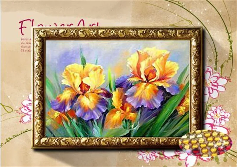 

Needlework Diy Diamond Painting Cross Stitch Diamond Embroidery Flower Serie l Print round Drill Picture45x35