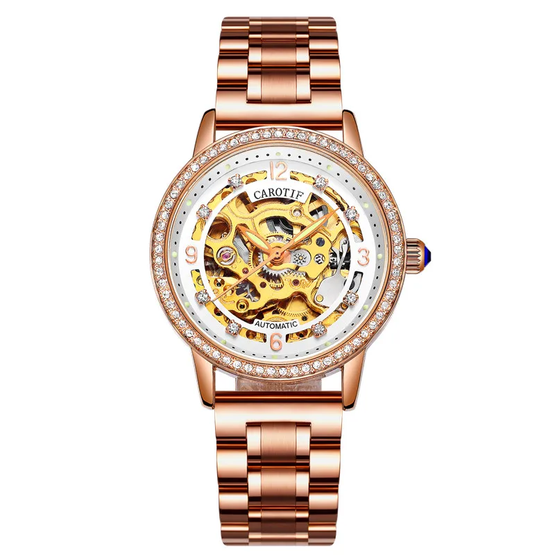 Роскошные брендовые механические Женские наручные часы со скелетом Reloj Mujer модные часы с сапфировым кристаллом женские часы Montre Femme
