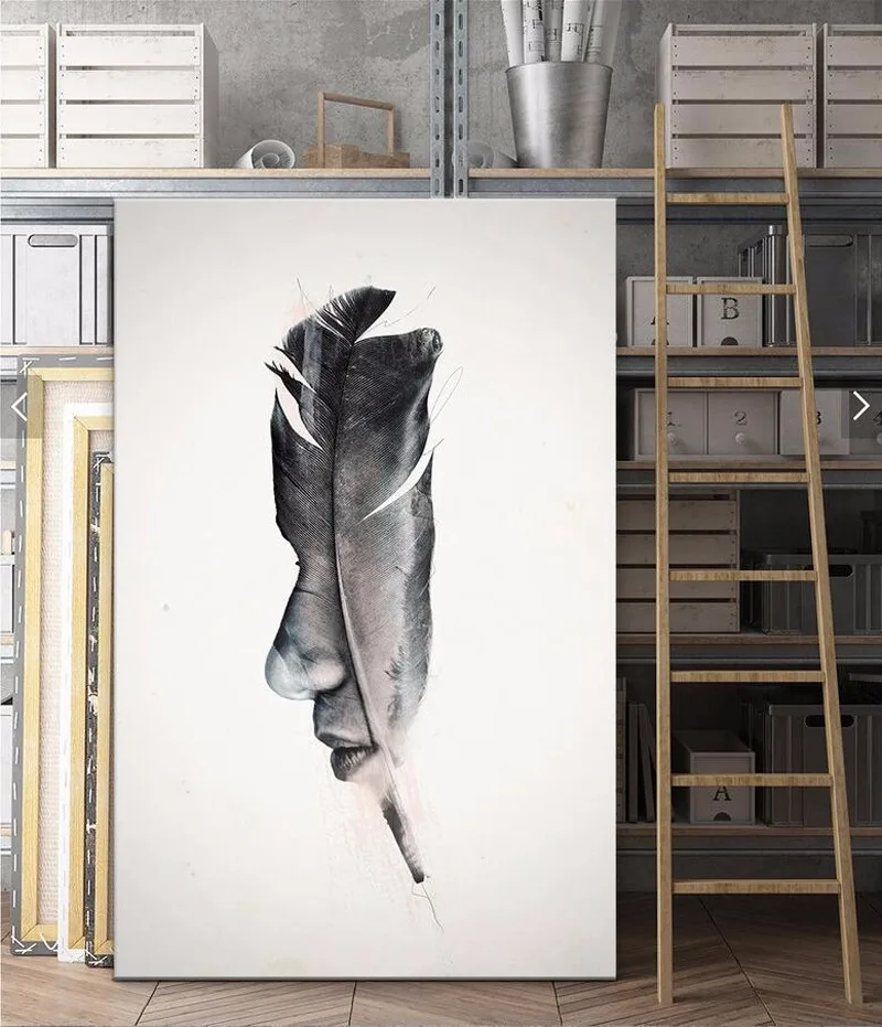 Современные перья и лицо абстрактный рисунок на холсте картина маслом настенные картины скандинавские украшения дома для гостиной без рамки