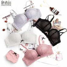 JYF, летняя мода, сексуальное кружевное женское Бесшовное нижнее белье, комплект нижнего белья пуш-ап с вышивкой, кружевное нижнее белье для молодых девушек