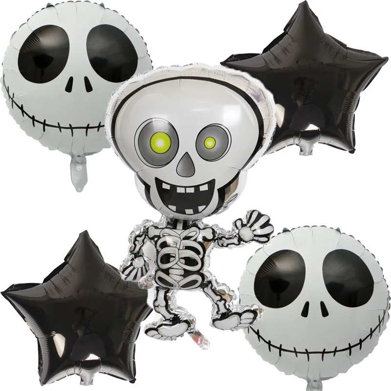 5pcs/set Halloween skeleton Foil Balloons star Balloon Halloween party decorations kids toy