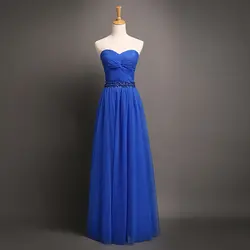 Robe demoiselle d'honneur 2018 Новое фатиновое Бисер линии Royal Blue нарядные платья Длинные Дешевые нарядные платья под 50