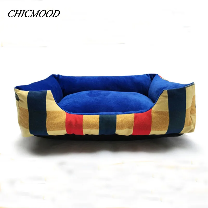 Plus Size Big Dog Bed House Soft Striped Dog Bed Mat Pet Puppy Bedding