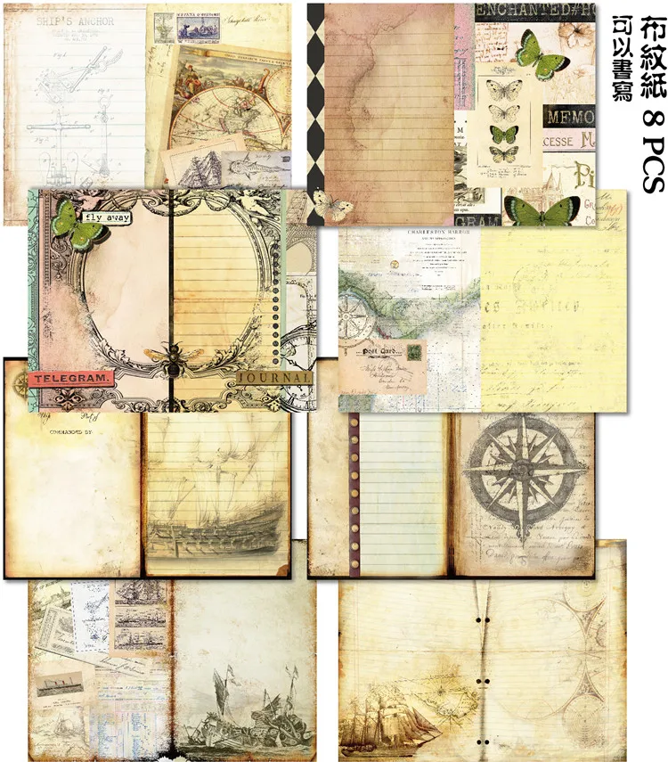 

VYUTXA Vintage World Material Paper Set for Scrapbooking DIY Projects/Photo Album/Card Making Crafts