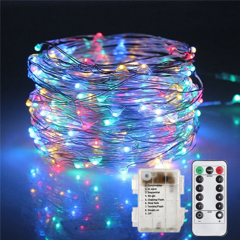 5m 10m led string lights remote control battery operated copper wire string lights battery operated