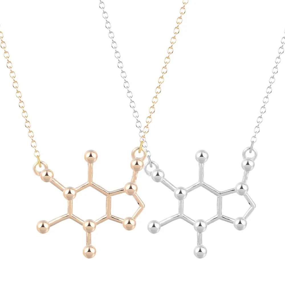 

CHENGXUN 2018-10pcs/lot Molecule Chemistry Rhombus Pendant Chain Necklace Birthday Gift for Girls Women Girls Jewelry