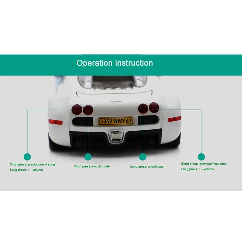  High Qualith ultra Bugatti car model Bluetooth Speakers Car model FM Radio USB TF Card Music Player