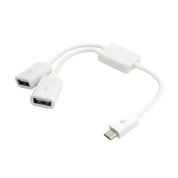 

Micro USB Host OTG Adapter Dual Port Hub Splitter 1 to 2 Cable White