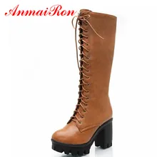 Black Yellow BIG SIZE 34-43 Lace-Up Mid-Calf women boots shoes new Square heel High boots Winter fashion platform pumps цена Black Yellow BIG SIZE 34-43 Lace-Up Mid-Calf women boots shoes new Square heel High boots Winter fashion platform pumps цены онлайн
