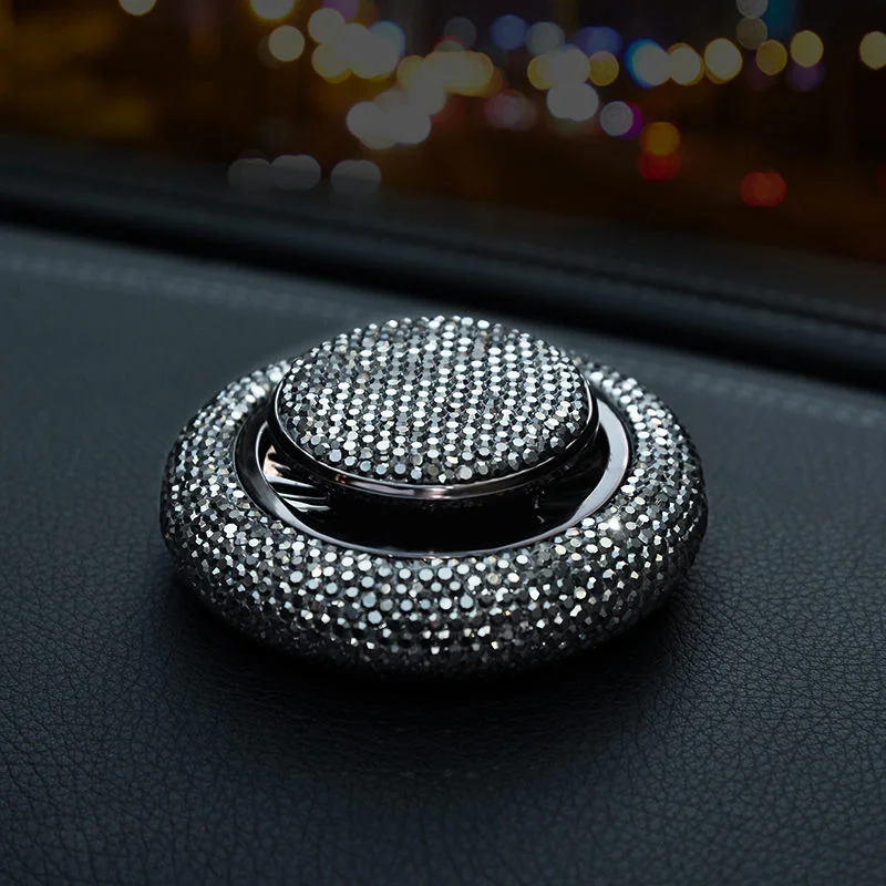 Шикарный автомобильный освежитель воздуха с кристаллами и бриллиантами, летающая тарелка, украшение автомобиля, украшения для женщин, однотонный аромат, аксессуары для автомобиля - Название цвета: Black