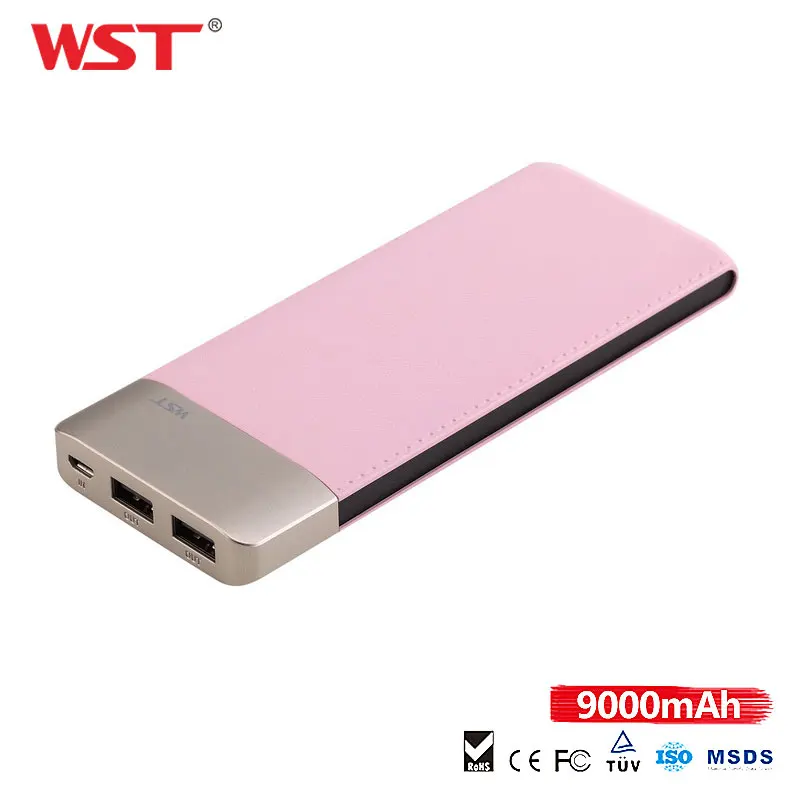 Фирменный внешний аккумулятор WST оригинального дизайна 9000 мАч два порта USB