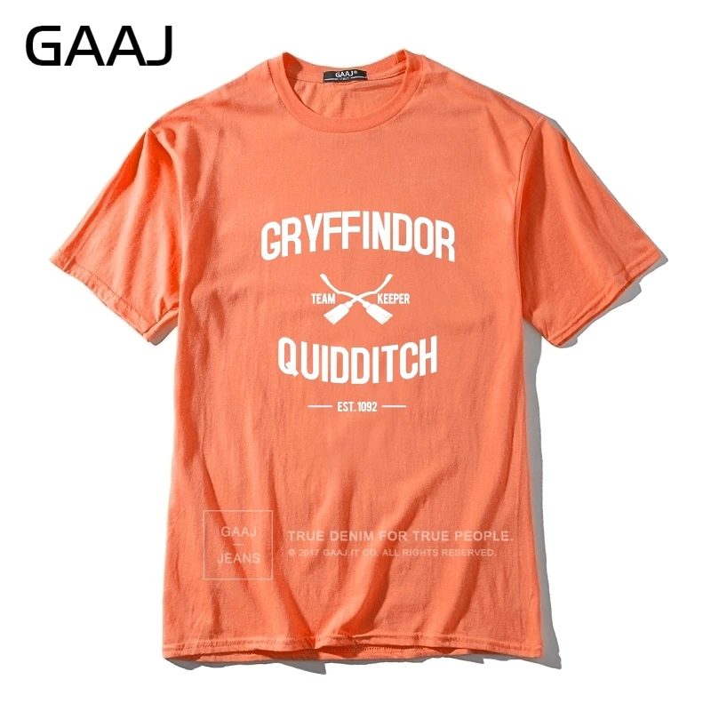 "Gryffindor Quidditch Team" Мужская футболка Homme с круглым вырезом, футболки для мужчин, высокое качество, футболка, модный топ с коротким рукавом# CZ2X5 - Цвет: Orange