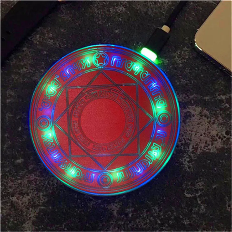 Red Универсальное беспроводное зарядное устройство Magic Circle Qi, беспроводное быстрое зарядное устройство для iPhone X XS 8 7 samsung Xiaomi Redmi huawei Honor - Тип штекера: Red