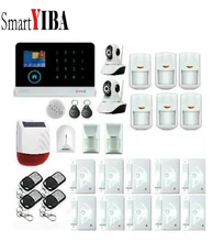 SmartYIBA 3G Wireless Wifi Alarm Security System Network IP Camera Wireless Alarm Solar Siren Glass Break Pet PIR Alarm Kits
