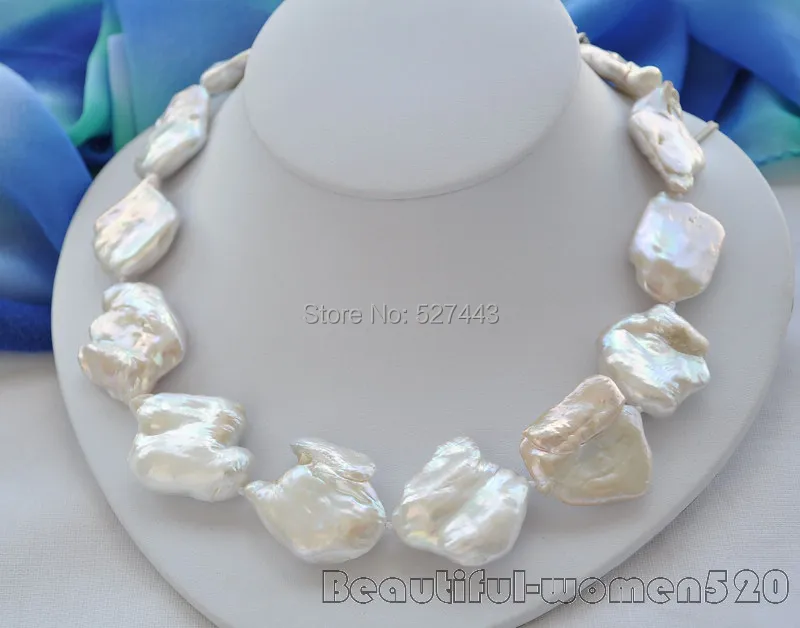 

Wholesale free shipping >>BIG WHITE BAROQUE KESHI REBORN PEARL NECKLACE
