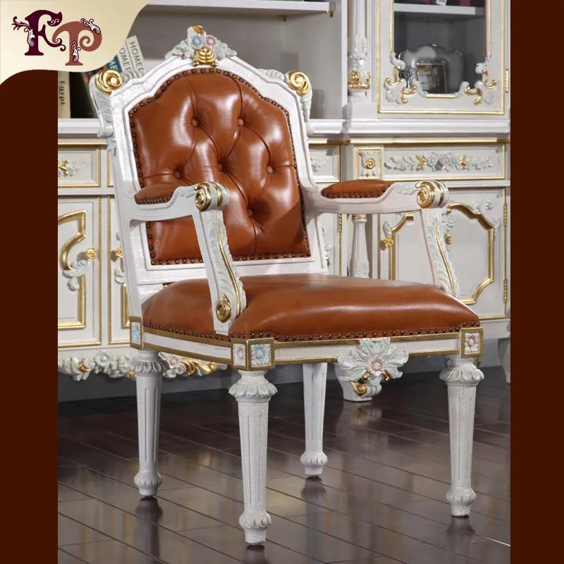 best price Antique top grade cowhide dining chairs solid wood chairs