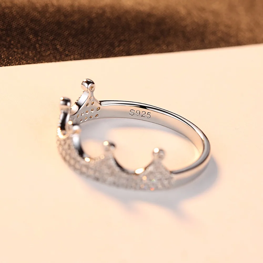 Кольцо с короной для влюбленных, AAAAA, циркон, Cz, 925 пробы, серебро, заполнено, обручальное кольцо для женщин и мужчин