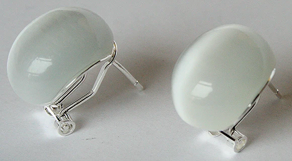

hot sell new - noble 925 Silver 18mm white opal Stud Earrings