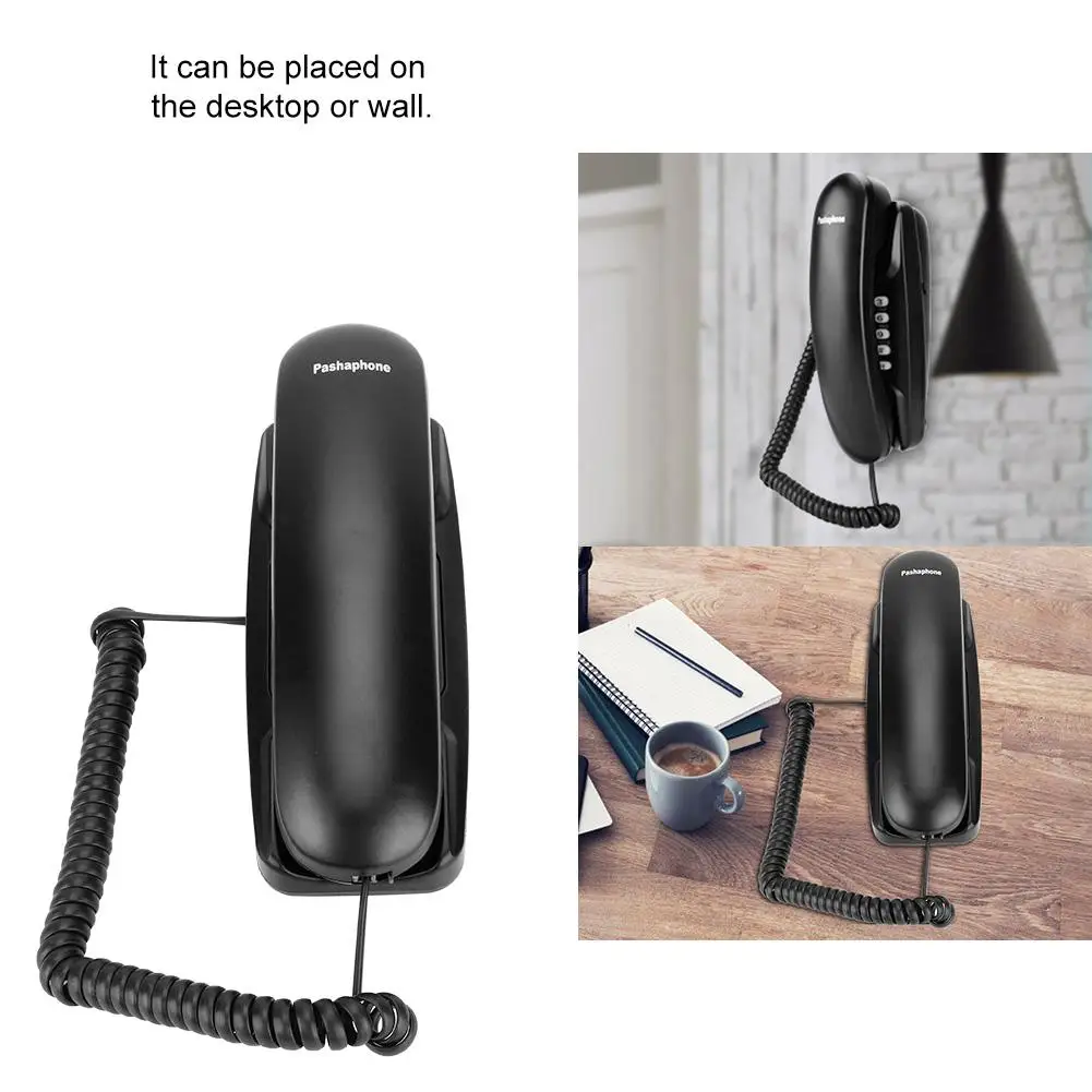 Стационарный телефон Настольный настенный телефон Telefone sem fio telefono inalambrico de casa большая цифровая кнопка telefone fixo 3 цвета - Цвет: Черный