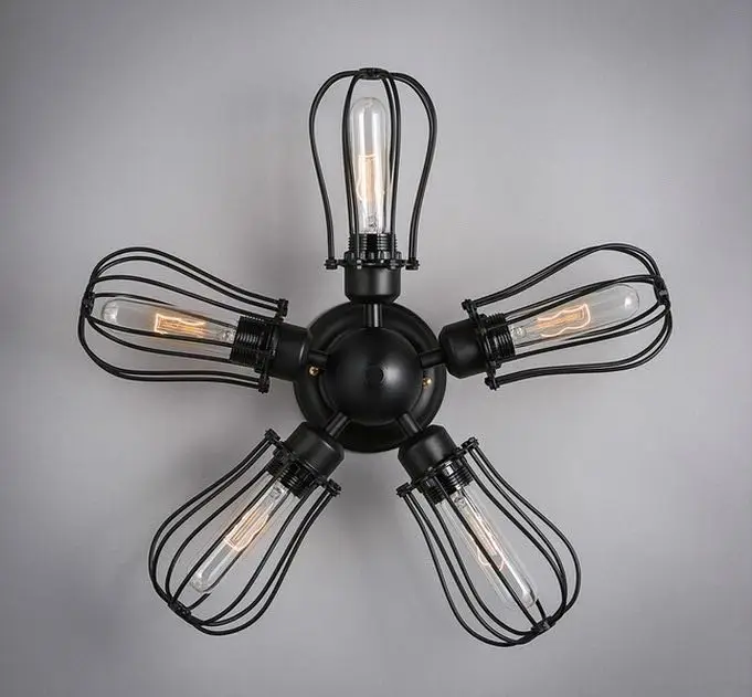 Винтажный чердак черный зонтик потолочный светильник s E27 Железный промышленный потолочный светильник для гостиной потолочный светильник s светильник для спальни светильник
