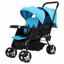 Складная детская коляска для близнецов, легкая коляска для близнецов 9,6 кг с 8 колесами, регулируемое сиденье для близнецов с москитной сеткой