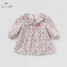 Dave bella/осеннее модное платье с цветочным рисунком для маленьких девочек; детское платье для дня рождения; детская одежда для малышей; DBM7756