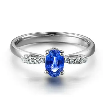 

GVBORI Natural Sapphire Gemstone Diamond Ring Fine Jewelry Free Shipping diamond bow ring