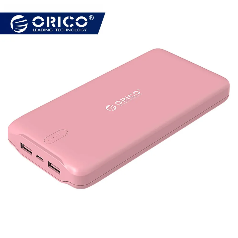 ORICO 20000mAh Power Bank Dual USB External Battery 5V2.4A Smart Charger Brown / White / Pink