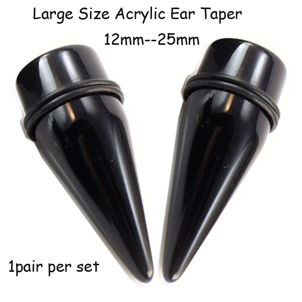 Showlove PAIR Large Size UV Acrylic Black Ear Taper Ear Stretching