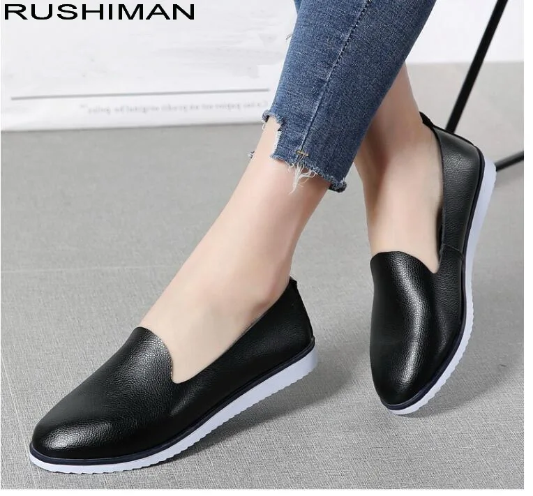

2018 Spring Autumn flat Women shoe Flats ladies Dress Shoes Sneakers white loafers slip On casual boat oxford shoes SIZE 35-40