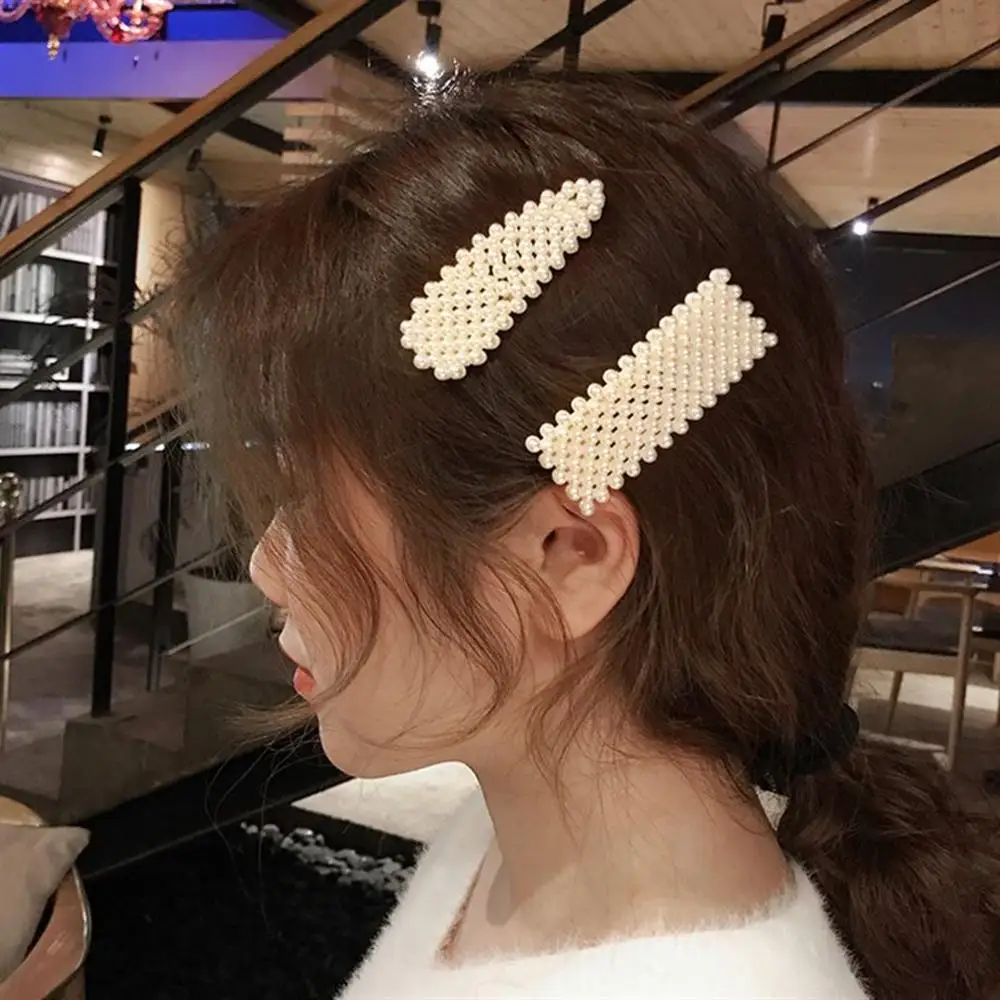 

M MISM INS Sweet Hair Clips for Womens Full Imitation Pearl Hairpins Alloy BB Hairgrip Ladies Girls Hair Accessories Headwear