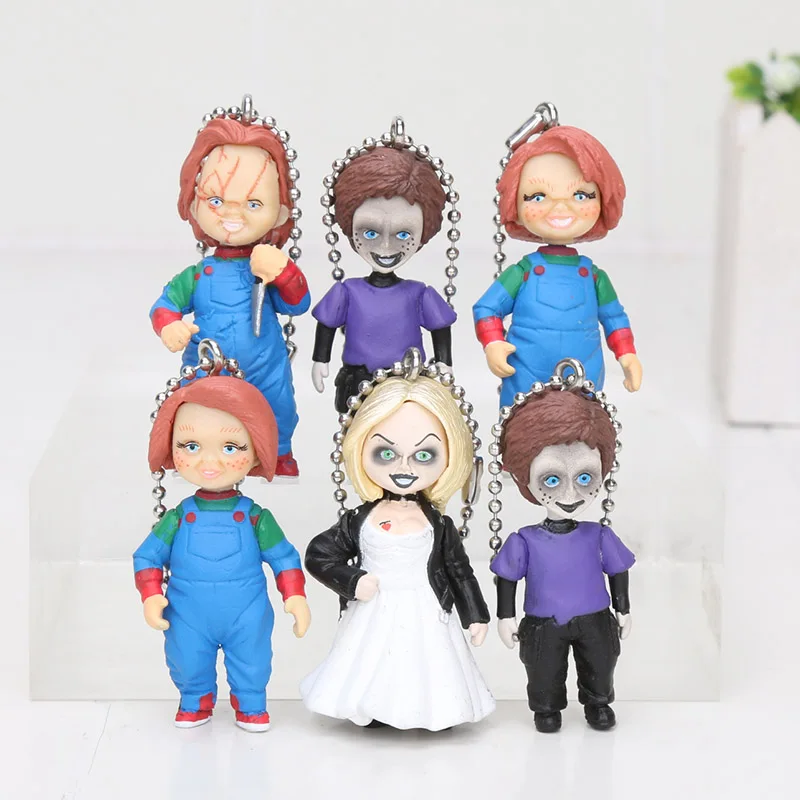 

6pcs/set NECA Figure Horror Movie Child's Play Chucky Bride of Chucky & Son Doll Keyring Keychain Pendant Figure Model Gifts Toy
