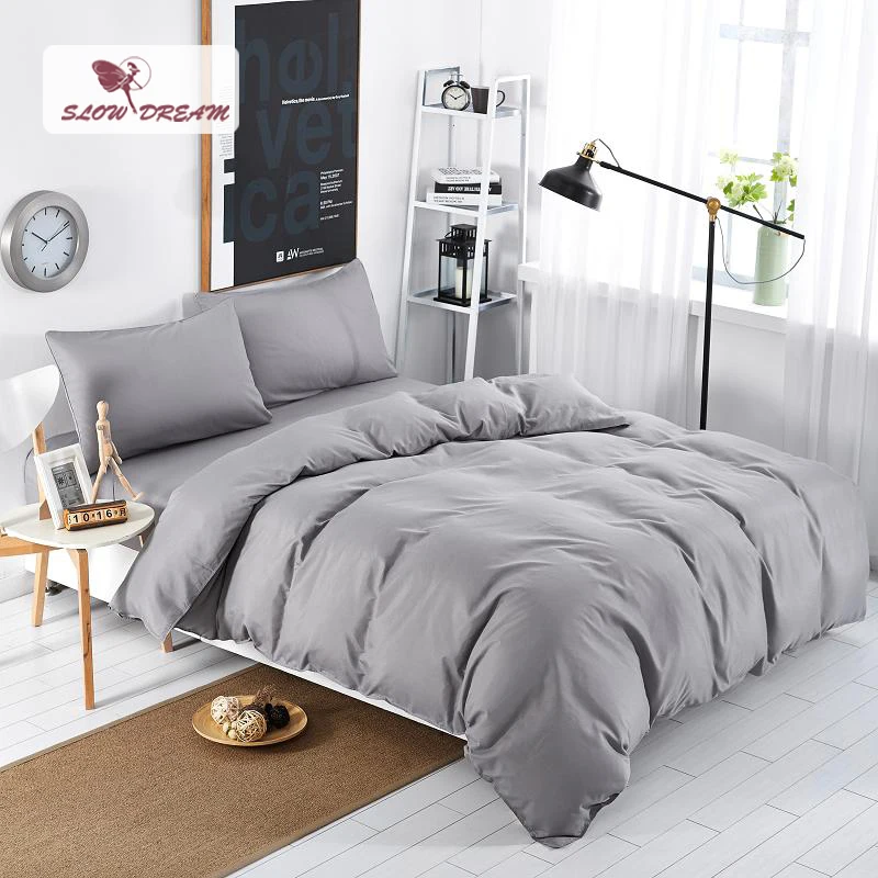 SlowDream Light luxury Bedding Set Solid Gray Duvet Cover ...