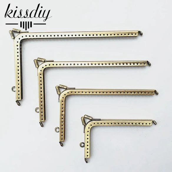

KISSDIY 4 pcs/lot L shape Right angle Metal Purse Frame vintage handle antique bronze smooth kiss clasp DIY Bag Accessories