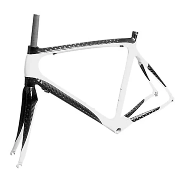 Best price at $484 Cheap 700C full carbon frame white and black color road bike frame 52cm/56cm compatible with 20.5mm or 23mm tire